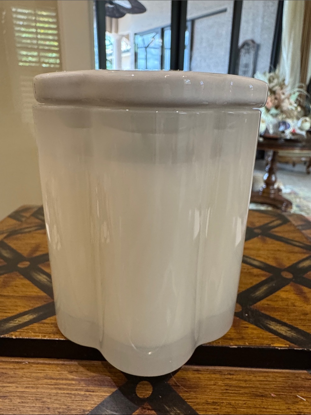 Anthropologie Strawberry & Blonde Wood White Ceramic Candle